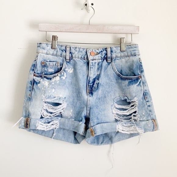 Zara Basic Distressed Denim Shorts Y2K - Picture 1 of 9